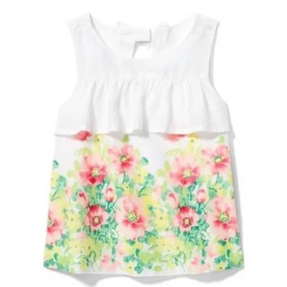 Janie and Jack Baby Girl White Floral Top 3-6M - Picture 1 of 3